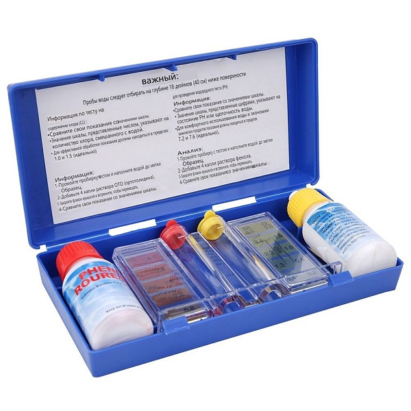 КАПЕЛЬНЫЙ ТЕСТЕР PH/CL ДЛЯ ОПРЕДЕЛЕНИЯ СВОБОДНОГО ХЛОРА И УРОВНЯ PH В БАССЕЙНЕ